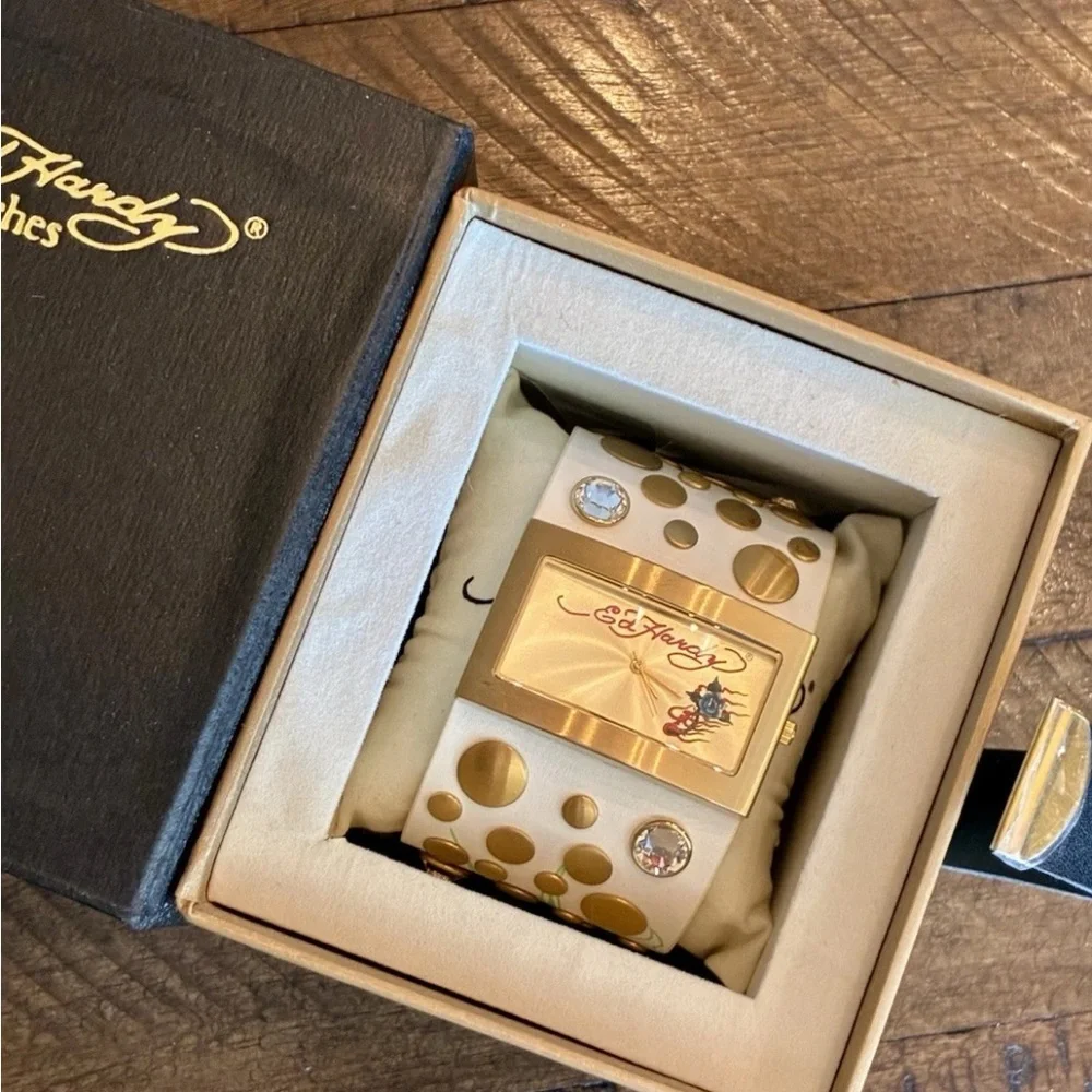 Ed Hardy Gold and White Smartwatch